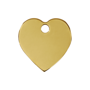 Heart Dog ID Tag in Flat Brass, Medium