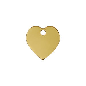 Heart-Shaped ID Tag for Cat or Small Dog, Flat Brass Small