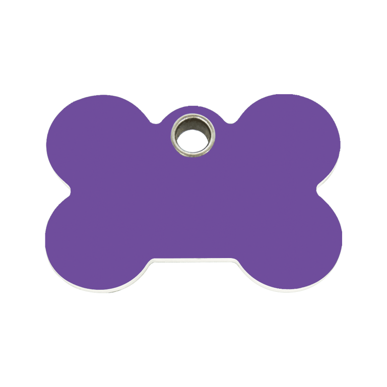 Vue avant - Médaille personnalisée pour chien ou chat - Red Dingo - Os violet - Size M