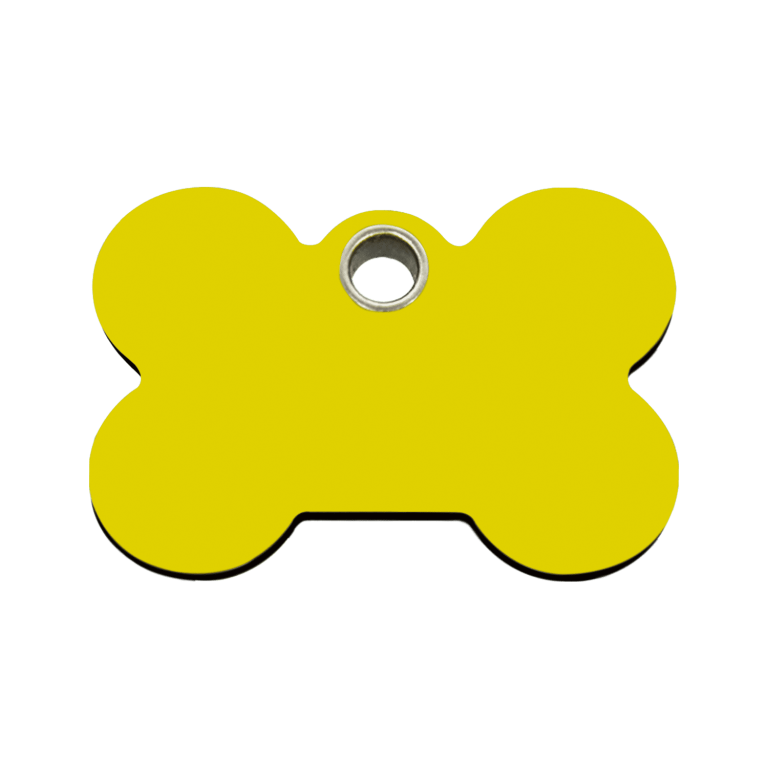 Vue avant - Médaille personnalisable pour chien - Red Dingo Plastique Plat Os Jaune - Size M