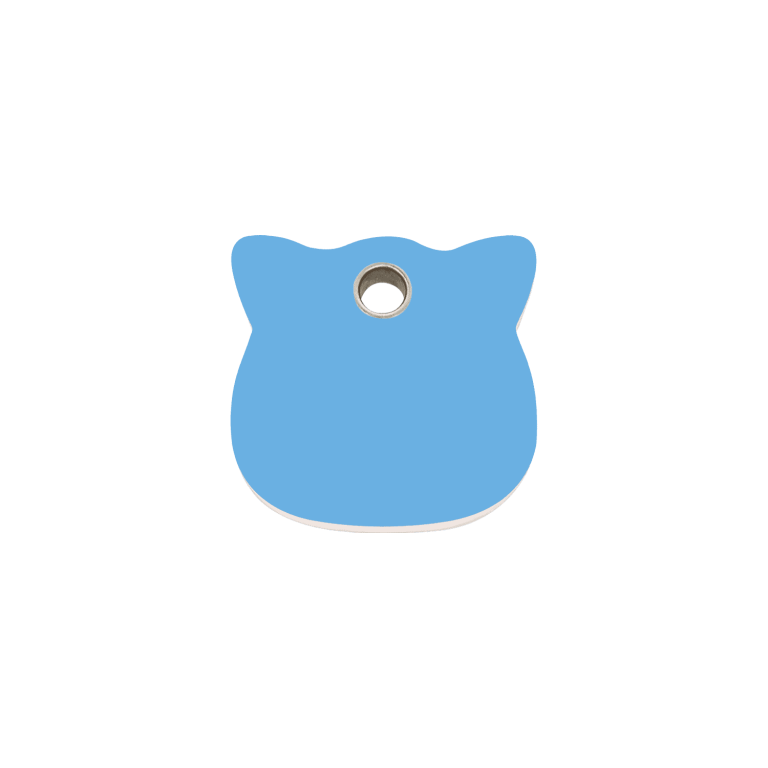 Vue avant - Médaille personnalisable pour chat Red Dingo - Plastique plat bleu clair - Size S