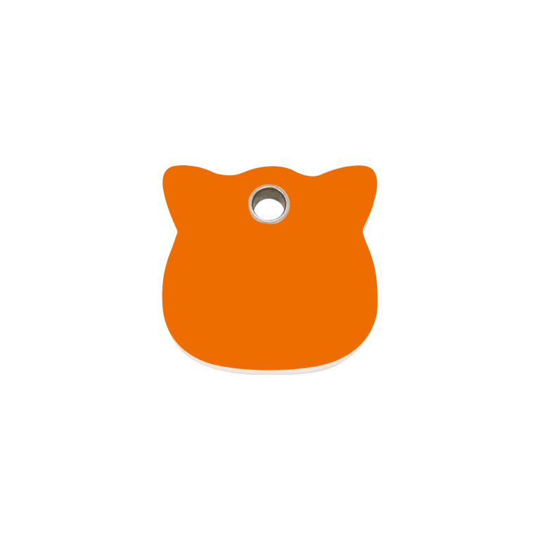 Vue avant - Médaille personnalisée pour chat Red Dingo - Plastique plat orange - Size S - Gravure incluse