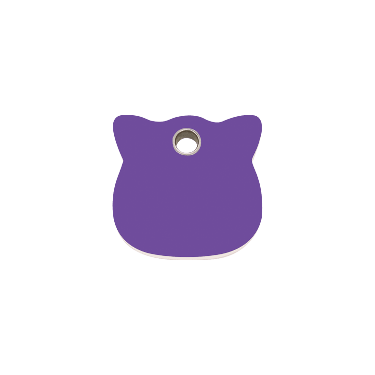 Vue avant - Médaille personnalisée pour chat Red Dingo violet - Gravure incluse - Size S