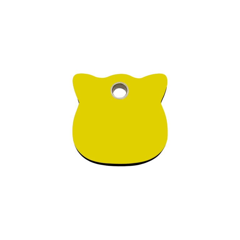 Vue avant - Médaille personnalisée pour chat Red Dingo jaune - Collection Plastique plat - Size S