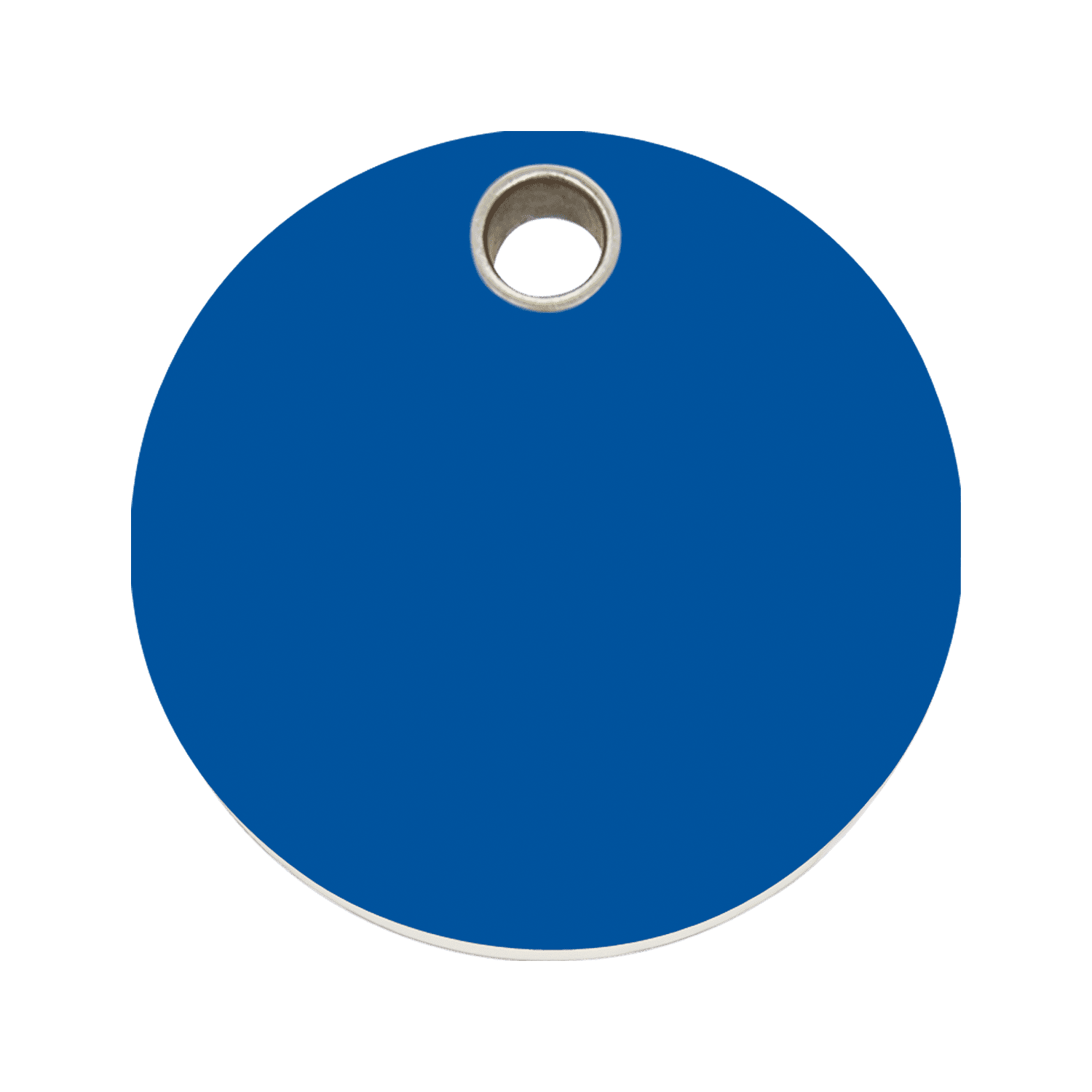 Vue avant - Médaille personnalisable pour chien - Red Dingo - Plastique plat - Cercle bleu foncé - Size L
