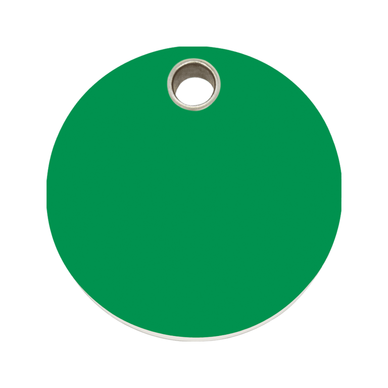 Vue avant - Médaille personnalisée pour chien - Red Dingo - Plastique plat vert - Size L