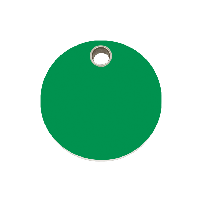 Vue avant - Médaille personnalisée pour chien - Red Dingo 04-CL-GR-ME - Cercle vert - Size M