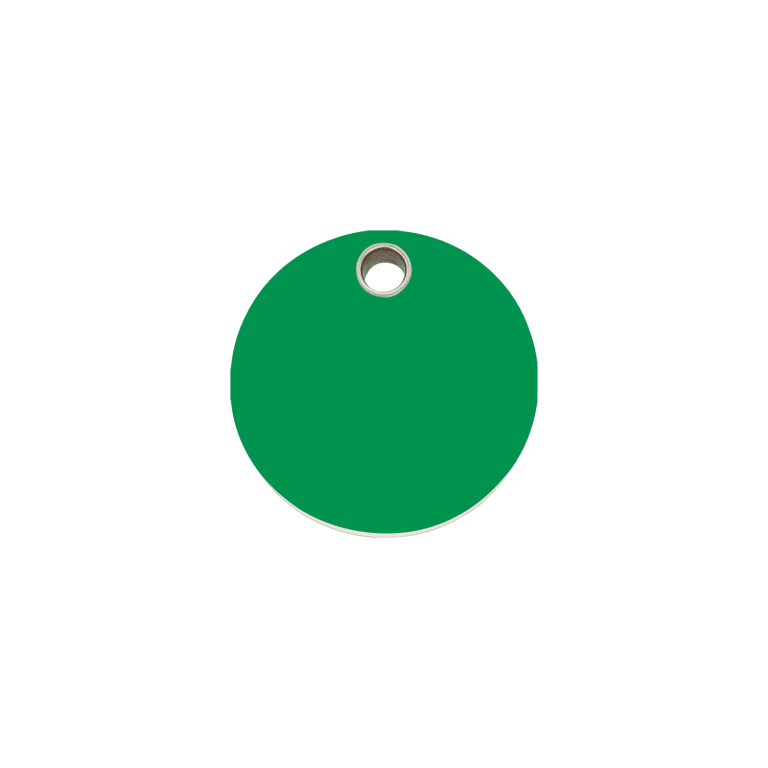 Vue avant - Médaille personnalisable pour chien/chat Red Dingo - Plastique plat vert - Size S - Gravure incluse