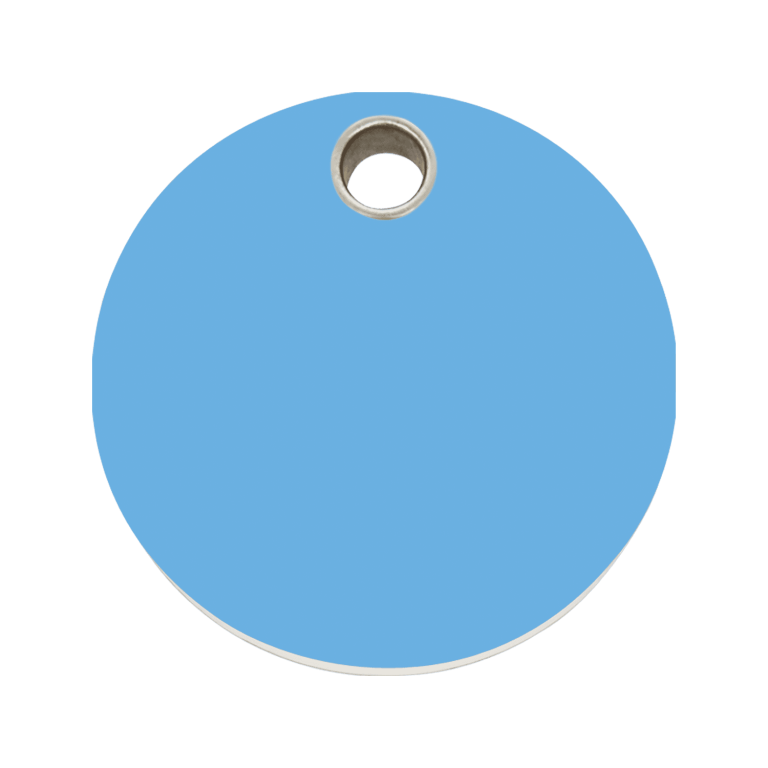Vue avant - Médaille personnalisable pour chien Red Dingo Plastique plat Cercle Bleu clair Size L