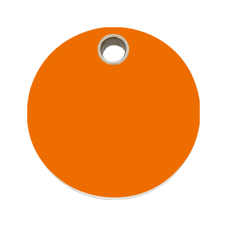 Vue avant - Médaille personnalisée pour chien Red Dingo Plastique plat Cercle Orange Size L