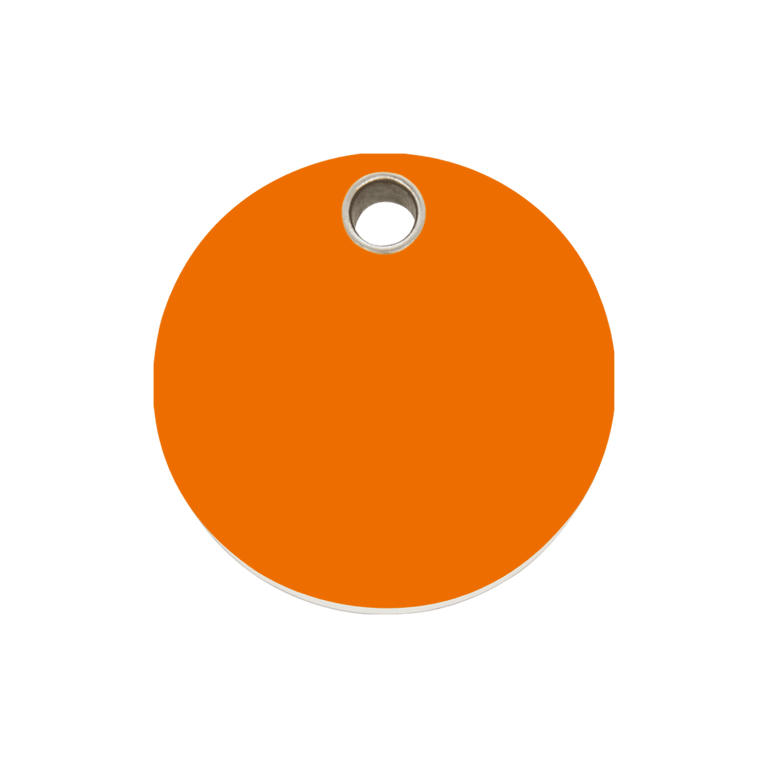 Vue avant - Médaille personnalisée pour chien Red Dingo Plastique plat Cercle Orange Size M - 04-CL-OR-ME