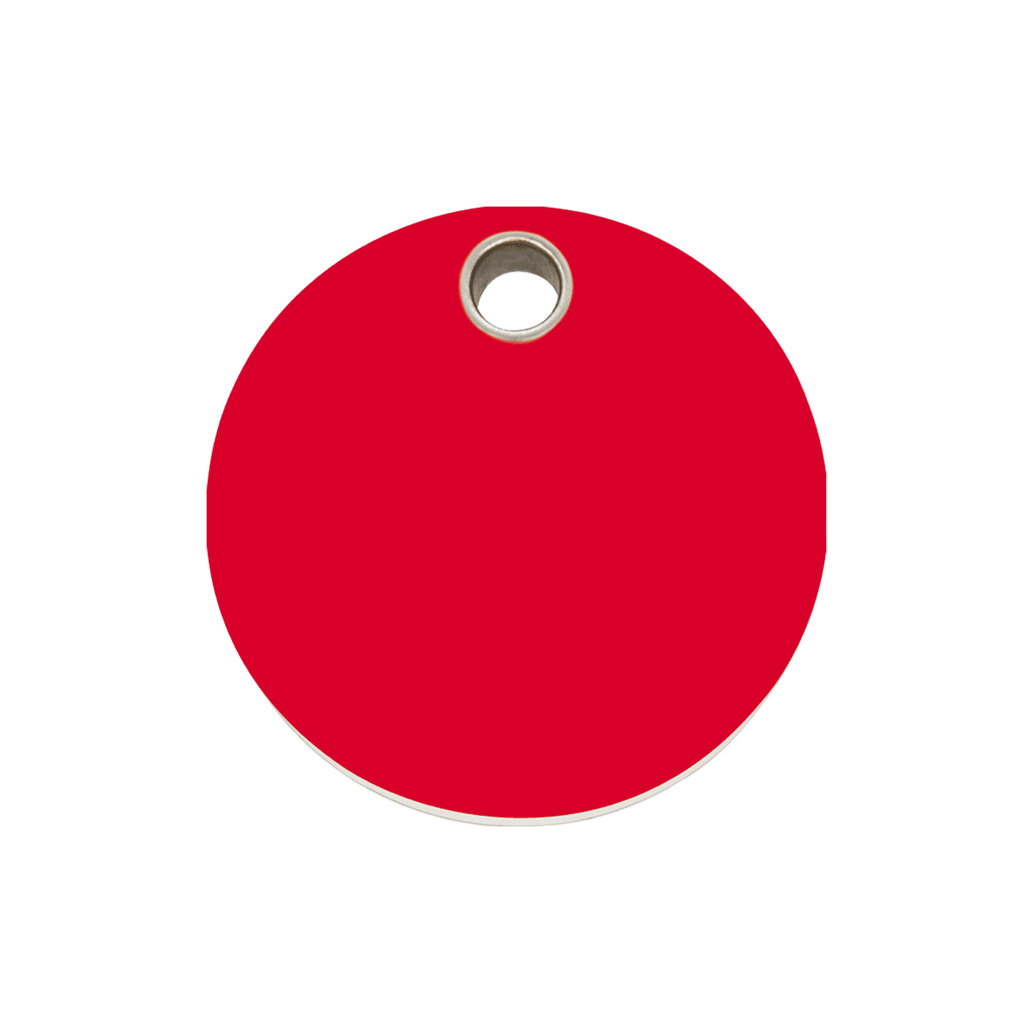 Vue avant - Médaille personnalisable Red Dingo pour chien ou chat - Plastique plat - Cercle rouge - Size M - Gravure incluse