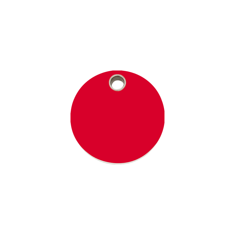 Vue avant - Médaille personnalisable pour chien/chat Red Dingo - Plastique plat rouge - Size S - Gravure incluse