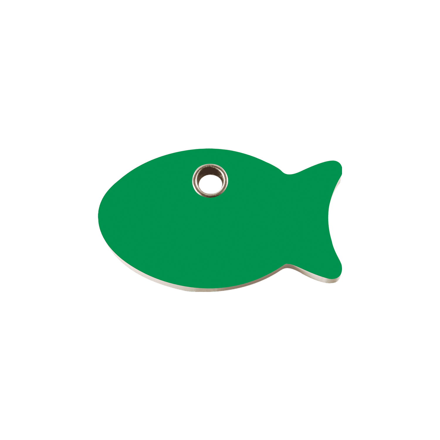 Vue avant - Médaille personnalisée pour chat Red Dingo Plastique plat motif poisson vert - Size S