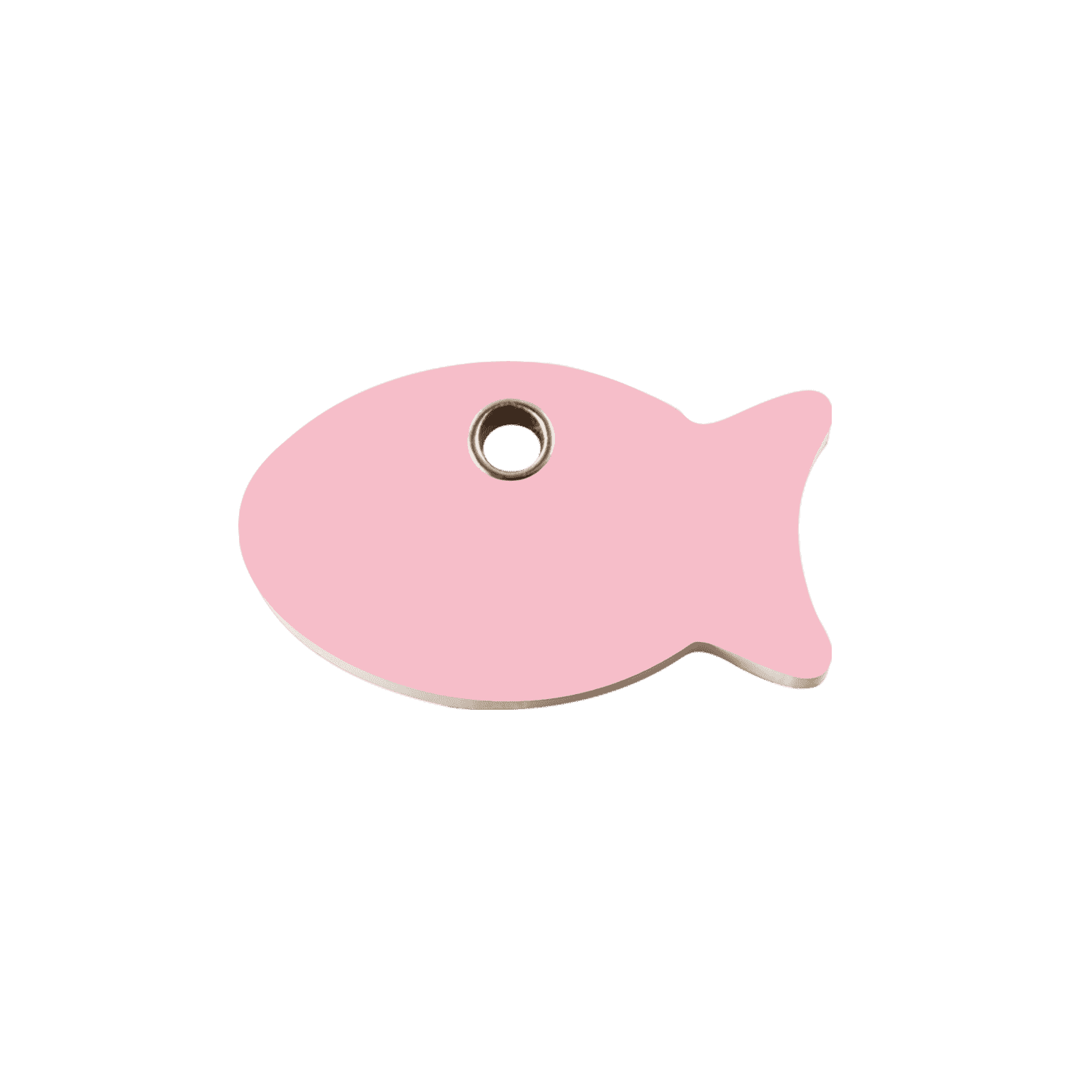 Vue avant - Médaille personnalisée pour chat Red Dingo Plastique Plat Poisson Rose Size S