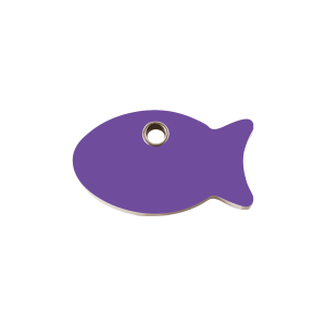 Small Purple Fish Cat ID Tag in Flat Plastic