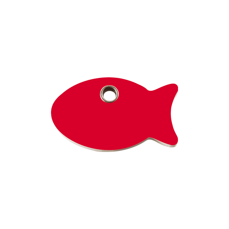 Vue avant - Médaille personnalisée pour chien ou chat - Red Dingo Plastique plat Poisson Rouge - Size S