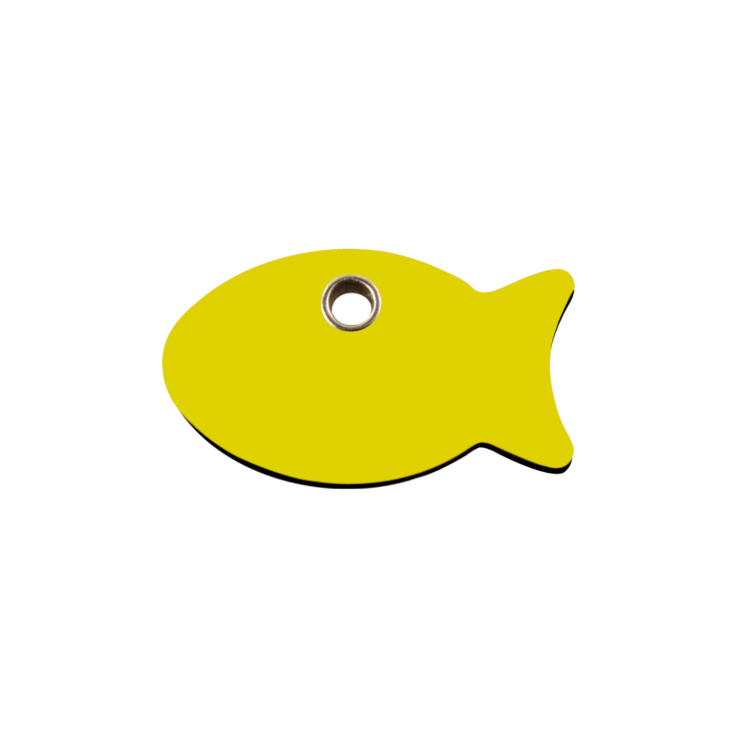 Vue avant - Médaille personnalisée pour chien/chat Red Dingo Plastique plat Poisson Jaune Size S