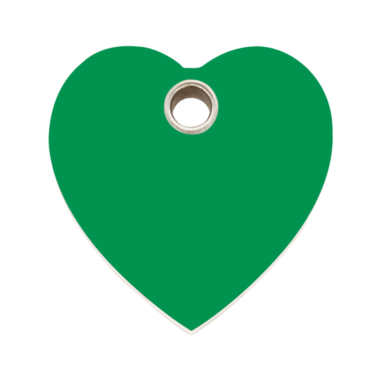 Vue avant - Médaille personnalisée pour chien Red Dingo cœur vert taille L - 04-HT-GR-LG