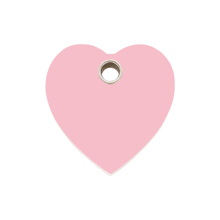 Vue avant - Médaille personnalisable pour chien/chat Red Dingo cœur rose taille M - Gravure incluse