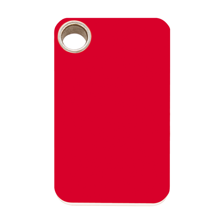Vue avant - Médaille personnalisable Red Dingo Plastique plat Rouge Size L pour chien - Réf. 04-RT-RE-LG