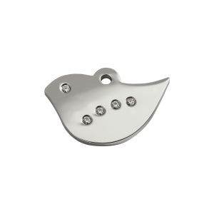 Small Cat ID Tag with Swarovski Crystal Bird Design