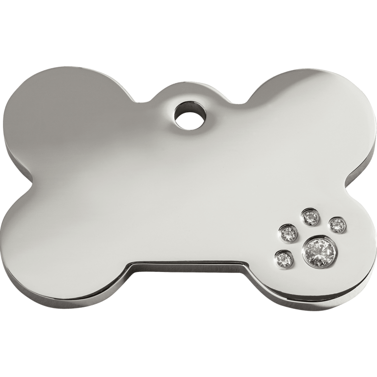 Vue avant - Médaille personnalisable pour chien Red Dingo Swarovski Os L - Gravure incluse