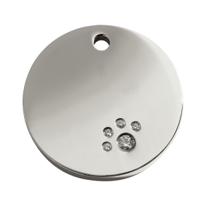 Large Circle Dog ID Tag with Swarovski Crystal Finish