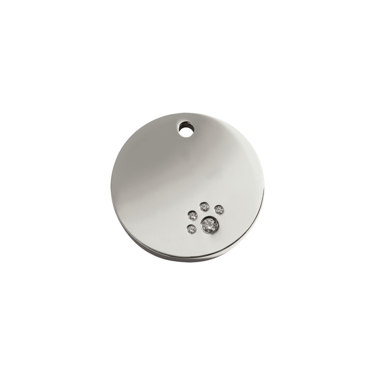 Vue avant - Médaille personnalisable Red Dingo Swarovski pour chien/chat - Cercle S - 6.9 G