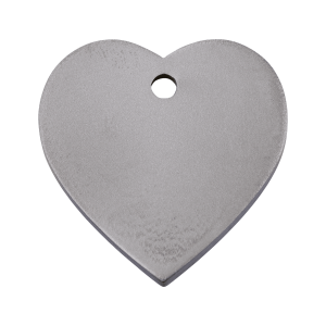 Large Heart Dog ID Tag in Flat Titanium