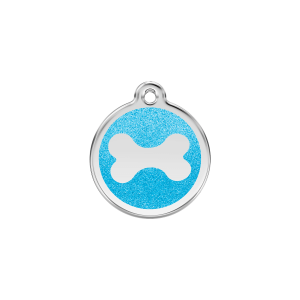 Sparkling Bone Aqua Cat ID Tag Small