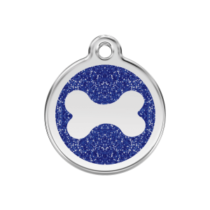 Dark Blue Sparkling Bone Dog ID Tag Medium
