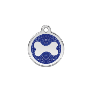 Dark Blue Sparkling Bone Cat Small Dog ID Tag Small