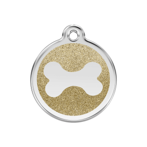 Gold Sparkling Bone Dog ID Tag Medium