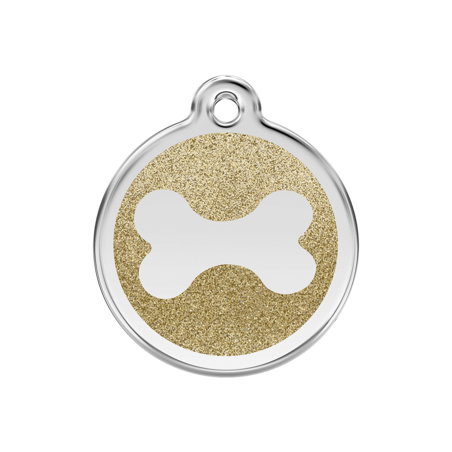 Vue avant - Médaille personnalisée Red Dingo Émail pailleté Or 30mm pour chien - Réf : 0X-BN-GO-ME