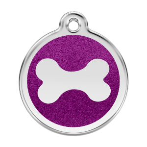 Purple Sparkling Bone Dog ID Tag Large