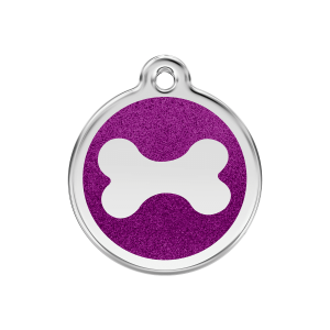 Purple Sparkling Bone Dog ID Tag Medium