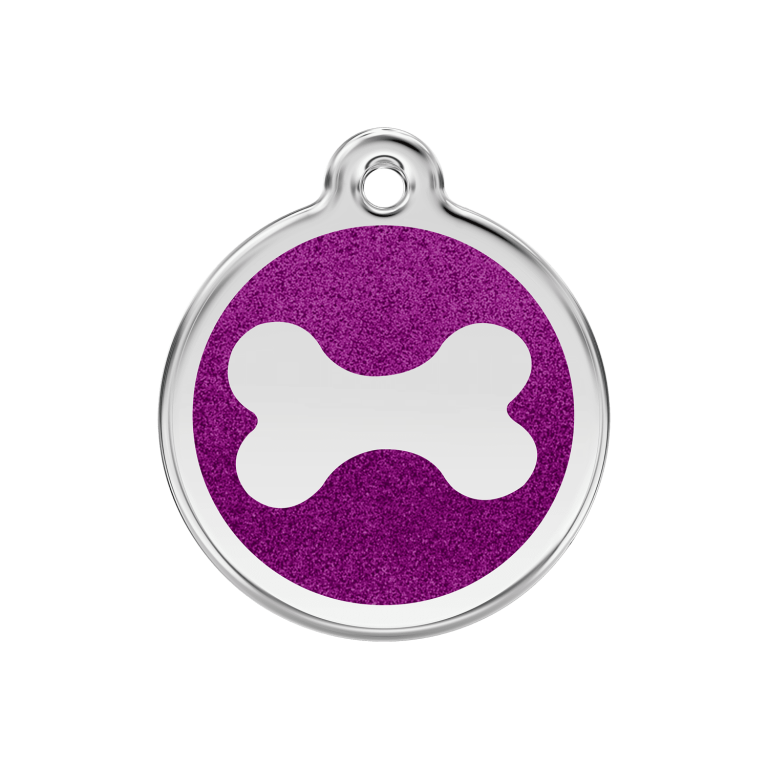 Vue avant - Médaille personnalisable Red Dingo Émail pailleté violet - Size M 30.00mm