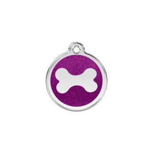 Purple Sparkling Bone Cat ID Tag Small