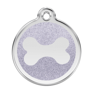 Silver Sparkling Bone Dog ID Tag Large