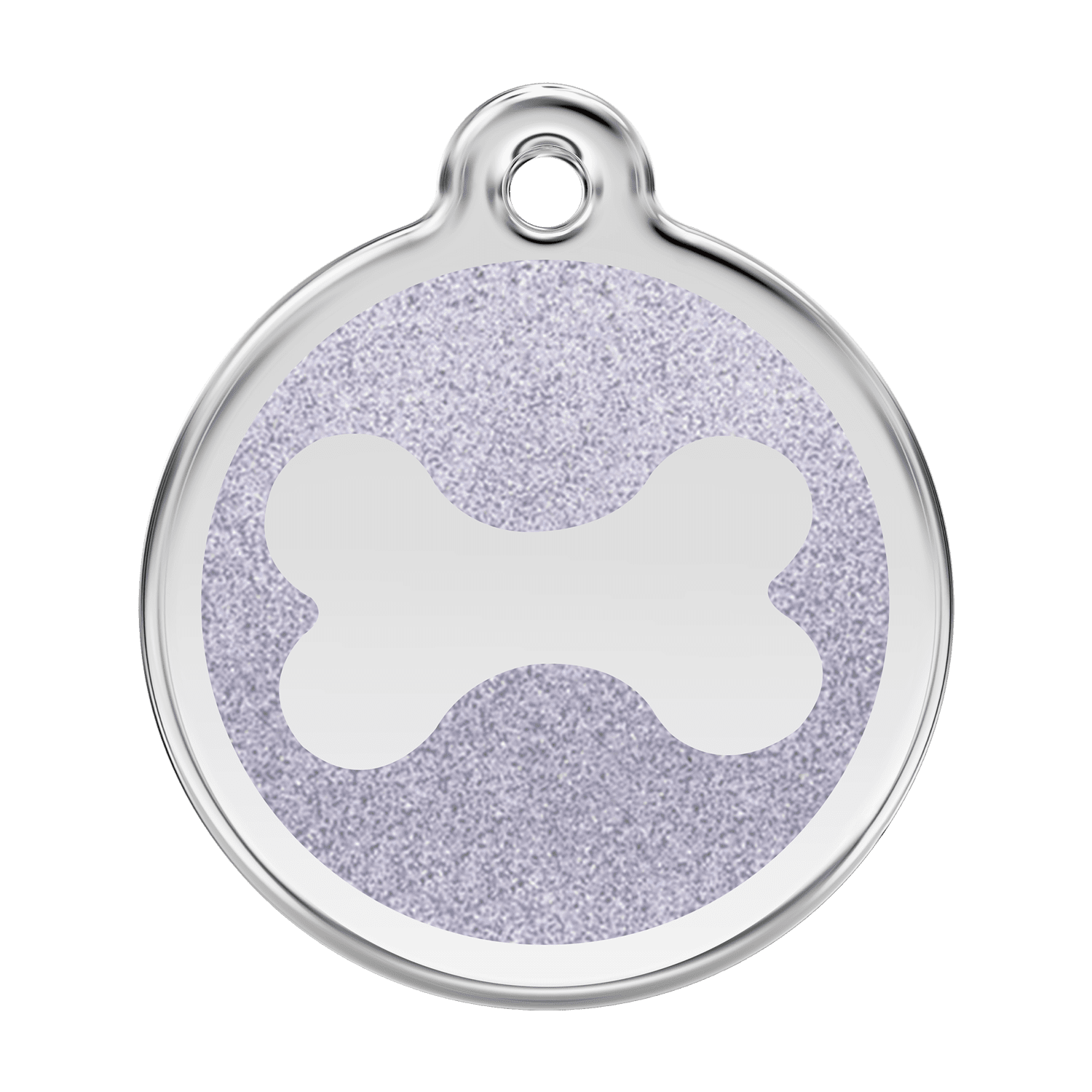 Vue avant - Médaille personnalisable Red Dingo Émail pailleté Os scintillant - Argent - Size L