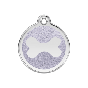 Silver Sparkling Bone Dog ID Tag Medium