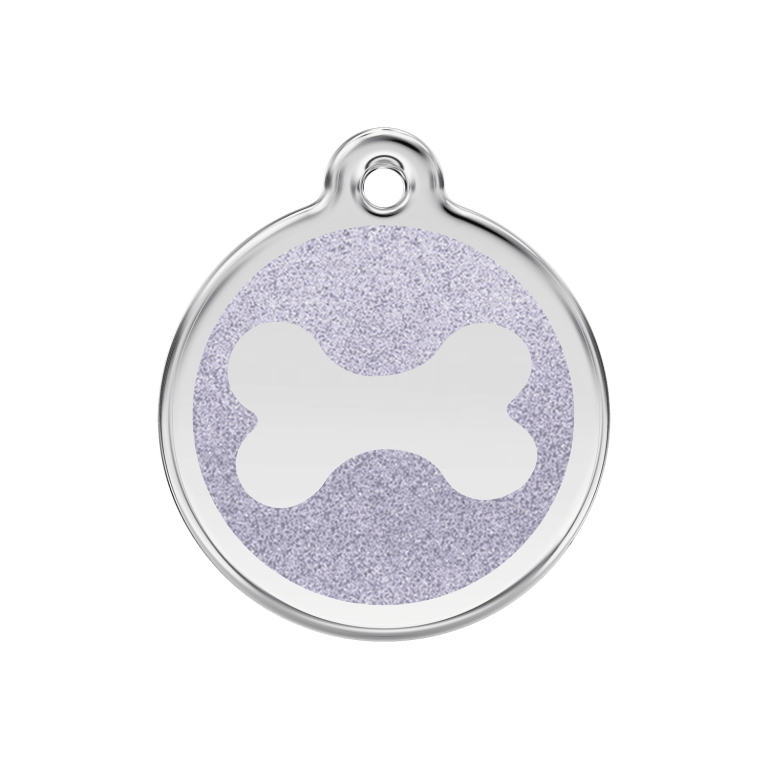 Vue avant - Médaille personnalisable Red Dingo Émail pailleté argent 30.00mm pour chien ou chat