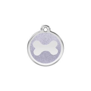 Silver Sparkling Bone Cat & Small Dog ID Tag Small