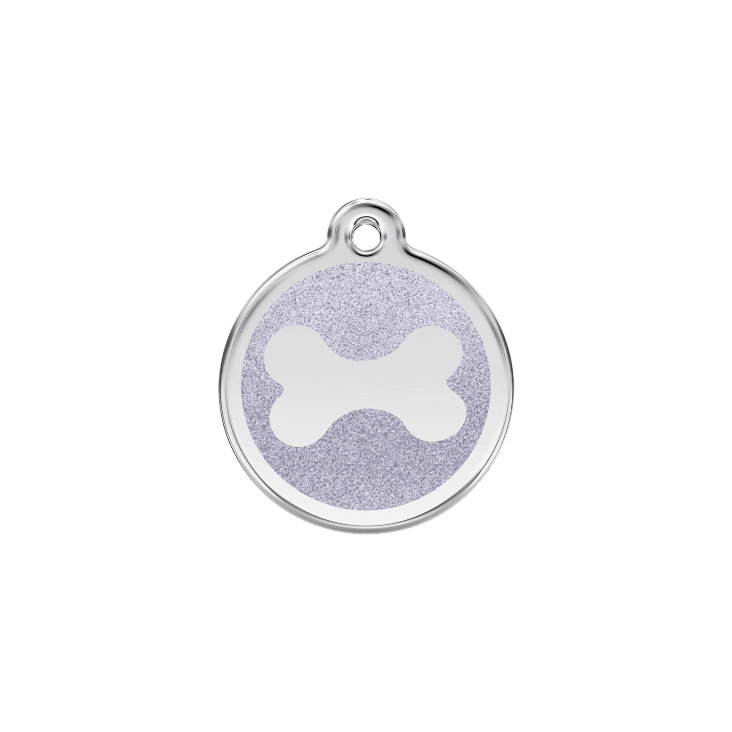 Vue avant - Médaille personnalisée pour chien/chat Red Dingo Émail pailleté argent - Os scintillant - Size S