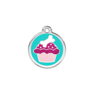 Aqua Cupcake Glitter Cat ID Tag Small