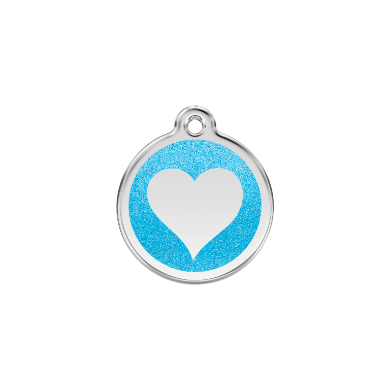 Vue avant - Médaille personnalisée Red Dingo Émail pailleté Aqua - Size S pour chien/chat