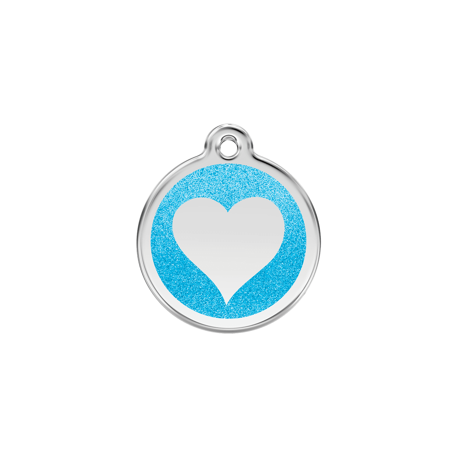 Vue avant - Médaille personnalisée Red Dingo Émail pailleté Aqua - Size S pour chien/chat