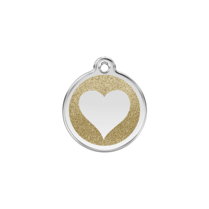 Gold Sparkling Heart Cat ID Tag Small