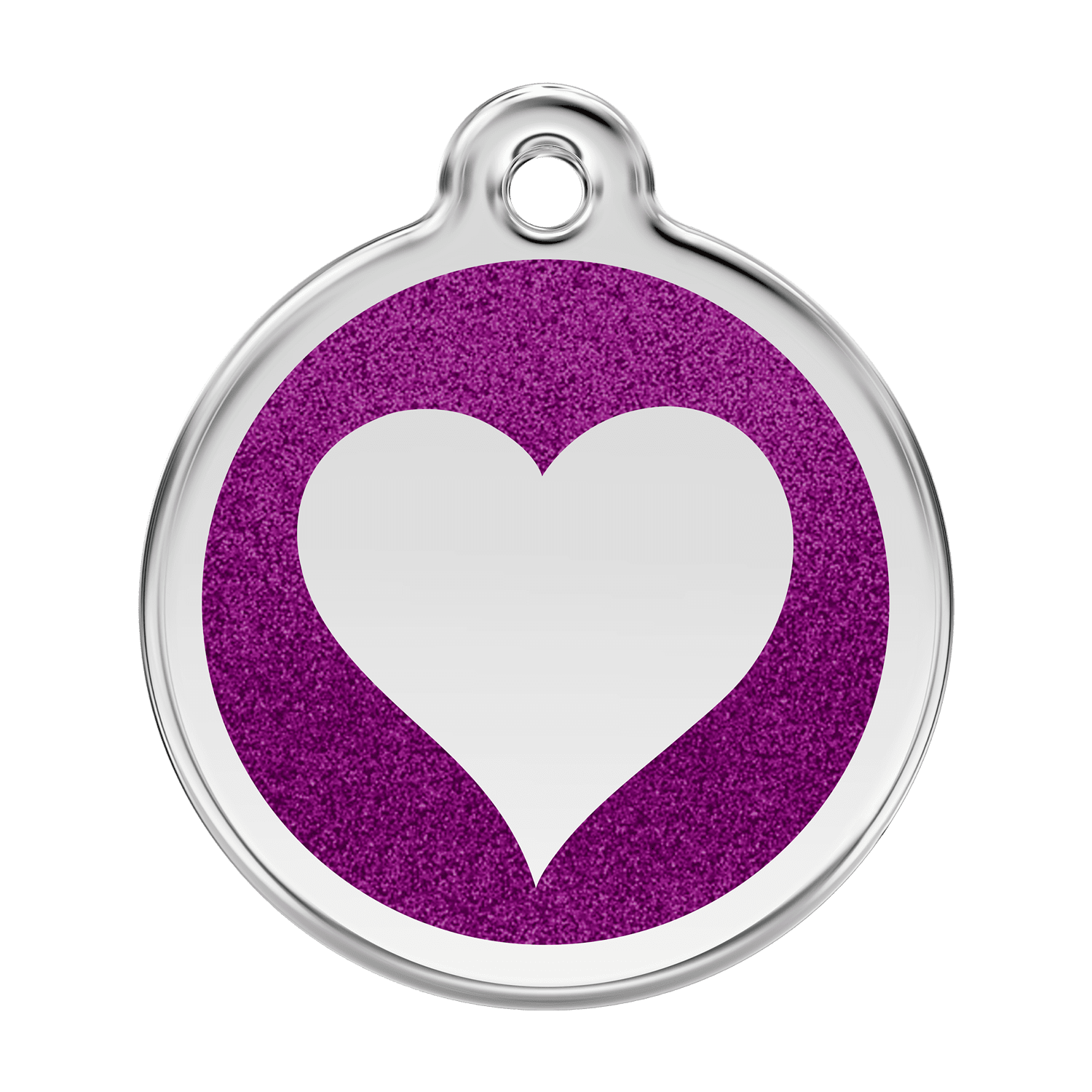 Vue avant - Médaille personnalisée pour chien Red Dingo - Coeur scintillant violet - Size L